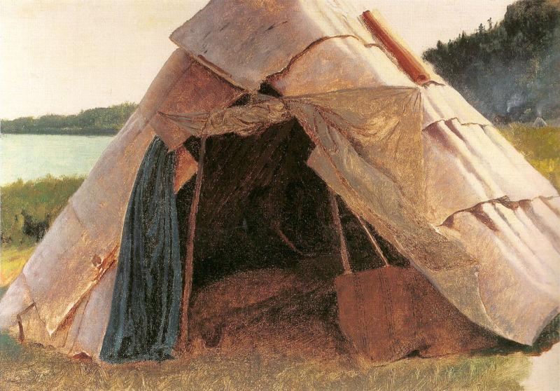 Eastman Johnson Ojibwe Wigwam at Grand Portage Norge oil painting art